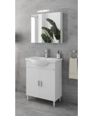 Έπιπλο Μπάνιου Drop Luna 65 White Βάση, Νιπτήρας, Καθρέφτης