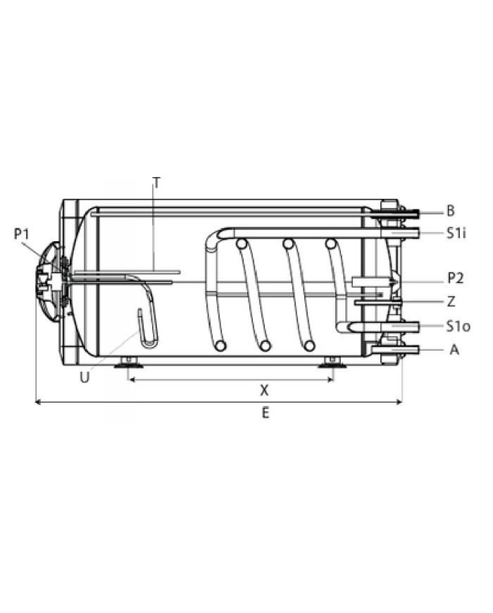 Electric Boiler with Exchanger (Boiler) 120lt 3-4Kw Bartec Supreme Horizontal-Wall