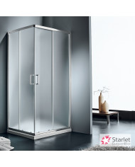 Square Sliding Shower Cabin with Corner Entry, Opaque Crystal, Starlet Corner Entry Fabric Chrome 80x80x180