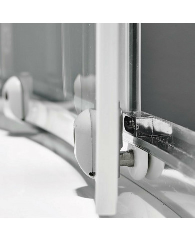 Semicircular Sliding Shower Cabin Crystal Screen Printing Starlet Quadrant 1/4 circle Stripes Chrome 90x180