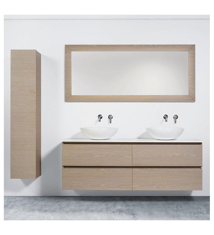 Double 160 Bathroom Furniture with Oak Veneer Upholstery