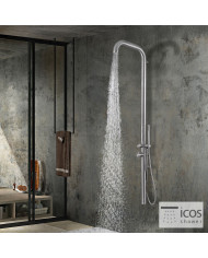 Etna Mix Icos Shower Inox Brushed Shower Column – Thermostatic, Stainless Steel, 2 Outlets, Height 179 cm