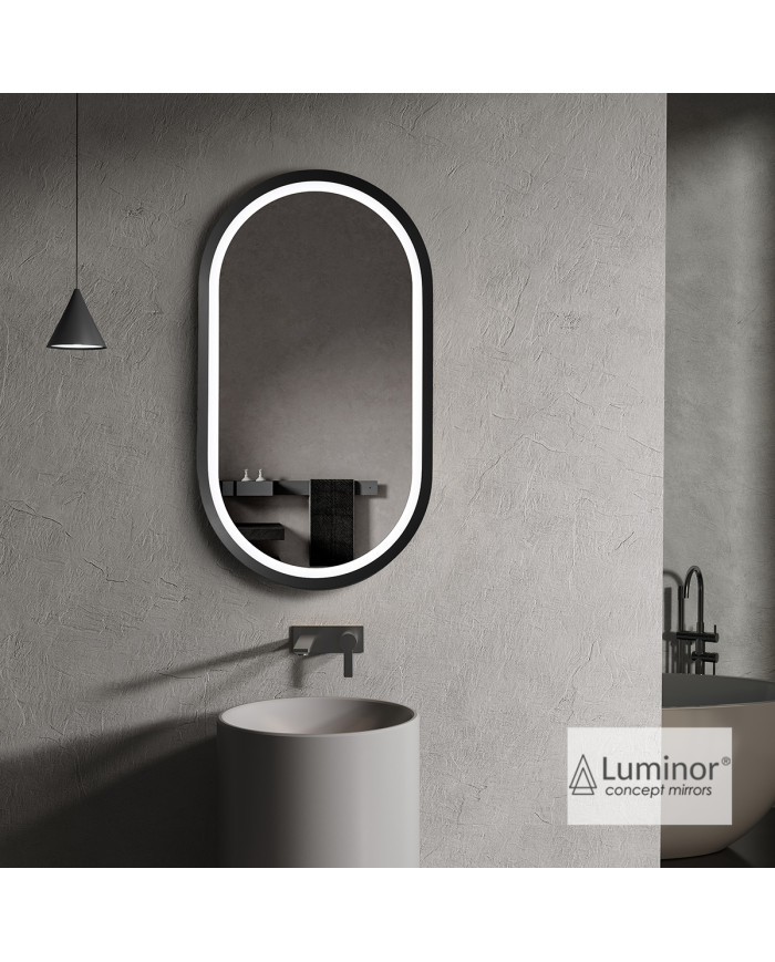 Καθρέφτης Μπάνιου Με Πλαίσιο Αλουμινίου Φωτιζόμενος Led Luminor Aldo (45x90)