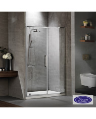 Devon Primus Pivot Shower Enclosure with Hinged Door, Clear Glass, Chrome, 140 (137-141x195), Clean Glass Coating