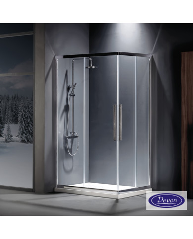 Sliding Corner Entry Shower Enclosure Clear Glass Devon Flow Corner Entry Chrome 110x110x195 Clean Glass