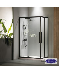 Sliding Corner Entry Shower Enclosure Clear Glass Devon Flow Corner Entry Black Matt 70x90x195 Clean Glass