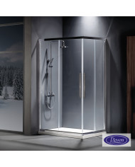 Sliding Corner Entry Shower Enclosure Clear Crystal Devon Flow Corner Entry Chrome 80x80x195 Clean Glass