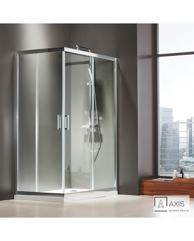 Asymmetrical Sliding Corner Entry Shower Cabin Clear Crystal Starlet Corner Entry Clear Chrome 120x80x180