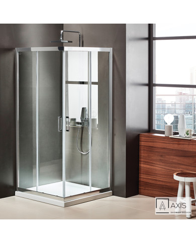 Καμπίνα Ντους Συρόμενη Γωνιακής Εισόδου Axis Corner Entry Chrome με Διάφανο Κρύσταλλο Clean Glass 100x80x185