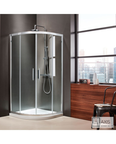 Semicircular Sliding Shower Enclosure Transparent Crystal Axis Quadrant 1/4 of the circle Chrome 90x90x185 Clean Glass