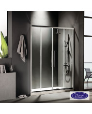 Cabin Sliding Entrance Door Clear Crystal Devon Flow Slider Clean Glass 2+2 Chrome (180Χ195)