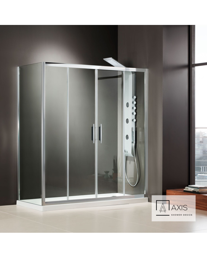 Cabin Sliding Entrance Door Clear Glass Axis Slider 2+2 Chrome Clean Glass (180x185)