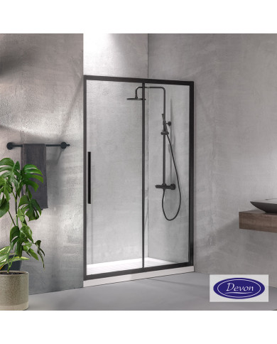 Cabin Sliding Entrance Door Clear Glass Devon Flow Slider 1+1 Black matt 100x195 Clean Glass