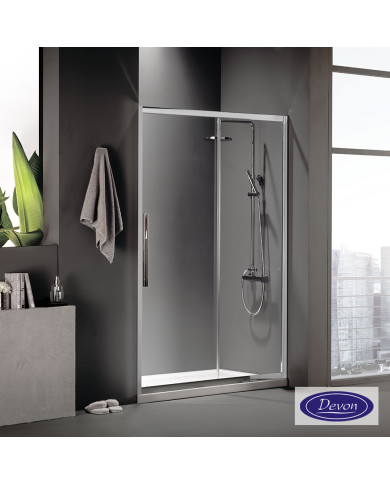 Cabin Sliding Entrance Door Clear Glass Devon Flow Slider 1+1 Chrome 120x195 Clean Glass