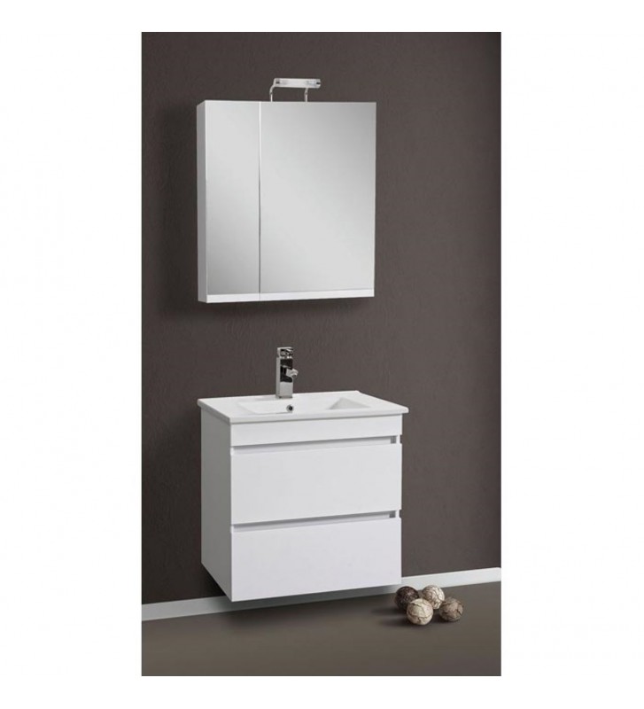 Έπιπλο Μπάνιου Katarina 60 cm MDF Λάκα βάση, νιπτήρας, καθρέπτης, στήλη