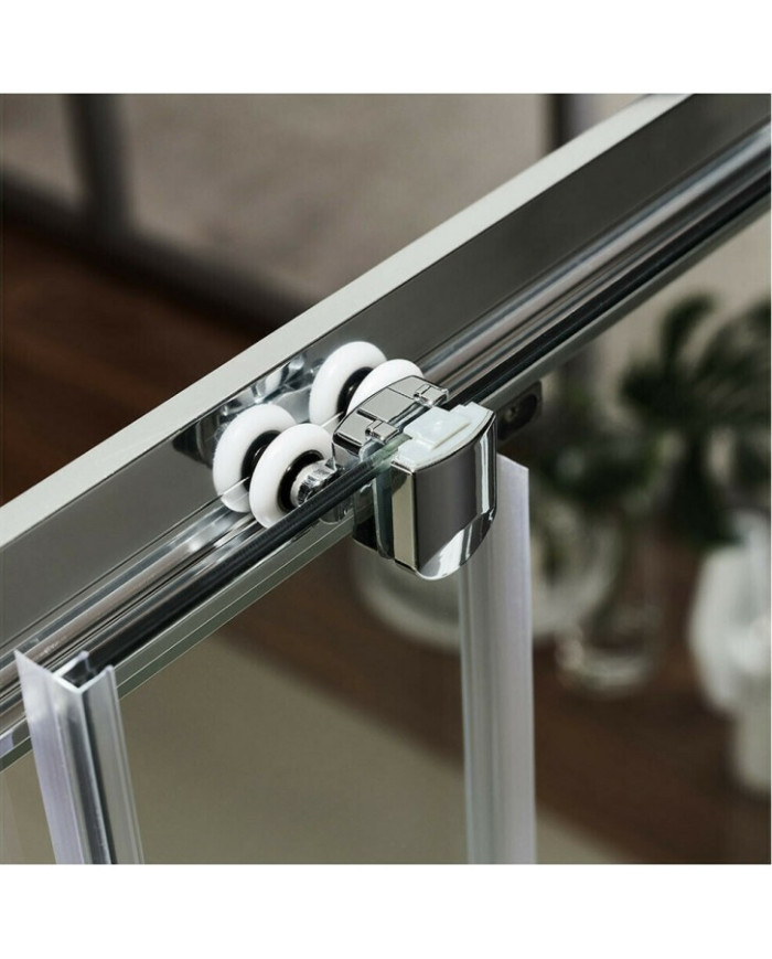 Cabin Sliding Entrance Door Clear Glass Axis Slider 2+2 Chrome Clean Glass (180x185)