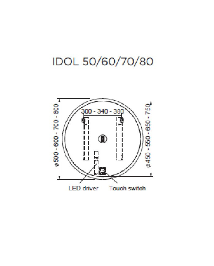 Καθρέφτης Μπάνιου Φωτιζόμενος Led Στρόγγυλος Luminor Idol Ø50 εκ.