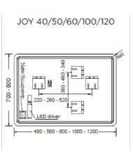 Καθρέφτης Μπάνιου Φωτιζόμενος Led Luminor JOY (40x70εκ.)