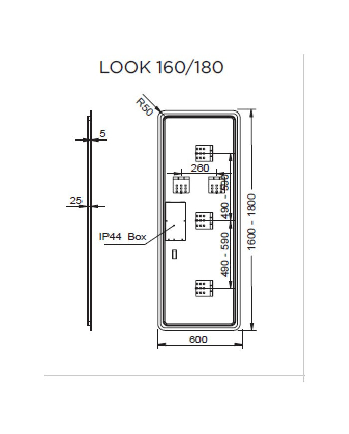 Καθρέφτης Μπάνιου Φωτιζόμενος Led Luminor Look (160x60)