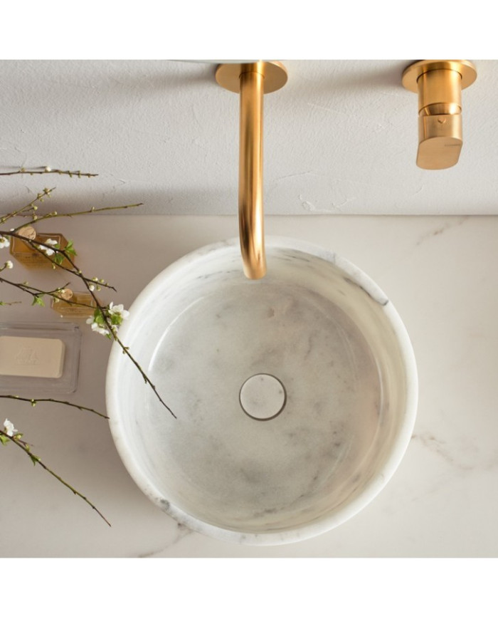 Fossil Thalo Marble Carrara Nuovo Countertop Washbasin Ø 33 cm. (DR 33-300)