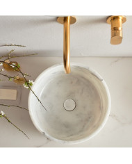 Fossil Thalo Marble Carrara Nuovo Countertop Washbasin Ø 33 cm. (DR 33-300)
