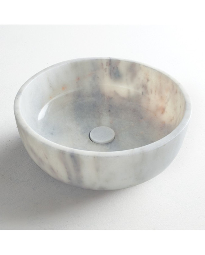 Fossil Thalo Marble Carrara Nuovo Countertop Washbasin Ø 33 cm. (DR 33-300)