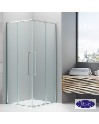 Cabin Sliding Entrance Door Transparent Crystal with Nanotechnology Devon Elli Slider Chrome 180x200cm