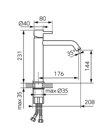 Μπαταρία Νιπτήρα Ψηλή Ferro Ciriculus Gun Metal PVD με Βαλβίδα Clic-Clac (BCK2LGM)