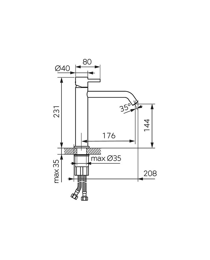 Μπαταρία Νιπτήρα Ψηλή Ferro Ciriculus Gun Metal PVD με Βαλβίδα Clic-Clac (BCK2LGM)