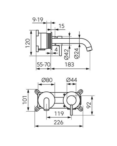 Μπαταρία Νιπτήρα Eντοιχιζόμενη Ferro Ciriculus Gun Metal PVD (BCK3PAGM)