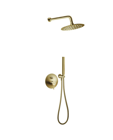 Εντοιχιζόμενο Πλήρες Σετ Λουτρού Ferro Ciriculus Gold Brushed PVD Μίκτης 2 Εξόδων & Κώδωνας Inox Ø20εκ & Τηλ. (BCK7PBG-SET1-S)