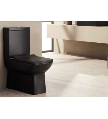 Λεκάνη Σετ  Creavit Quadro BW Μαύρο Ματ  Χ.Π. & Καζανάκι & Κάλυμμα (LR3600 NM)