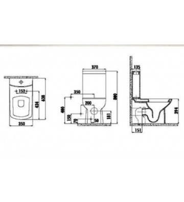 Λεκάνη Σετ  Creavit Quadro BW Μαύρο Ματ  Χ.Π. & Καζανάκι & Κάλυμμα (LR3600 NM)