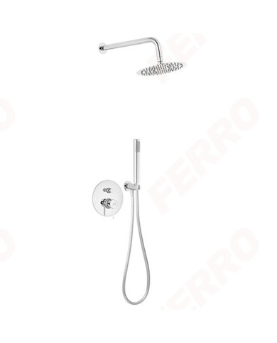 Εντοιχιζόμενο Πλήρες Σετ Λουτρού Ferro Ciriculus Chrome Μίκτης 2 Εξόδων & Κώδωνας Inox Ø20εκ & Τηλ. (BCK7P-SET1-S)