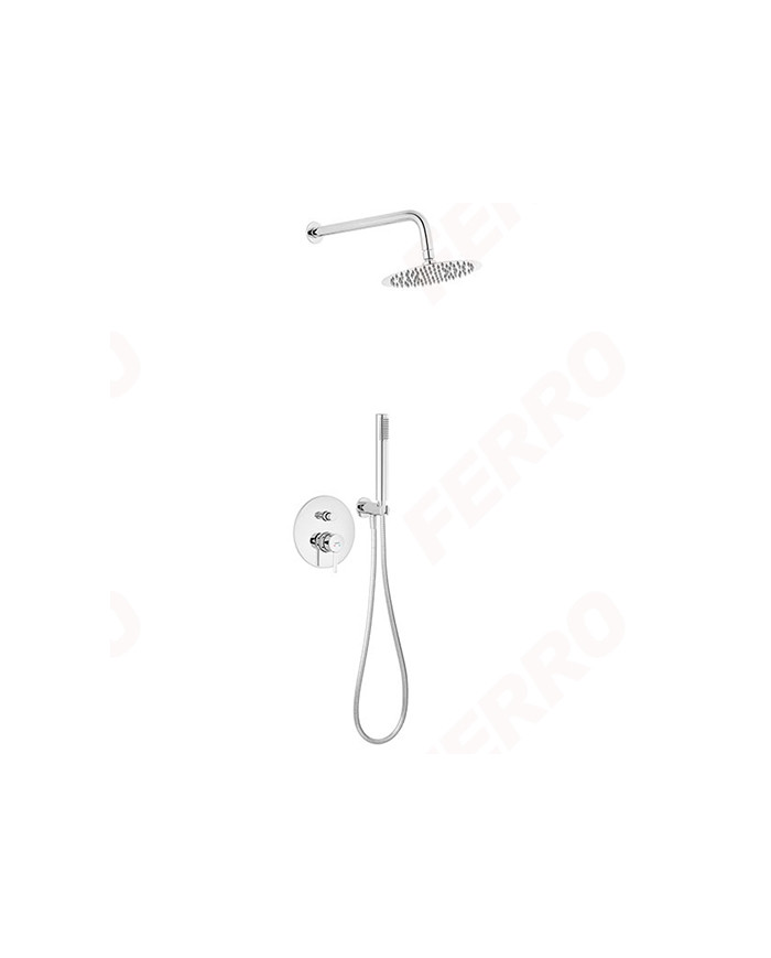 Εντοιχιζόμενο Πλήρες Σετ Λουτρού Ferro Ciriculus Chrome Μίκτης 2 Εξόδων & Κώδωνας Inox Ø20εκ & Τηλ. (BCK7P-SET1-S)