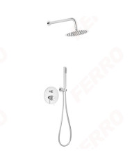 Εντοιχιζόμενο Πλήρες Σετ Λουτρού Ferro Ciriculus Chrome Μίκτης 2 Εξόδων & Κώδωνας Inox Ø20εκ & Τηλ. (BCK7P-SET1-S)