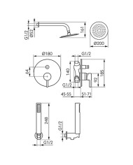 Εντοιχιζόμενο Πλήρες Σετ Λουτρού Ferro Ciriculus Chrome Μίκτης 2 Εξόδων & Κώδωνας Inox Ø20εκ & Τηλ. (BCK7P-SET1-S)