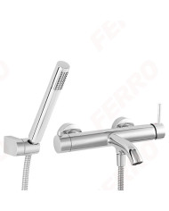 Μπαταρία Λουτρού Αναμεικτική Ferro Ciriculus Chrome με Τηλέφωνο Ντους, Σπιράλ & Βάση (BCK11)