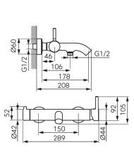 Μπαταρία Λουτρού Αναμεικτική Ferro Ciriculus Chrome με Τηλέφωνο Ντους, Σπιράλ & Βάση (BCK11)