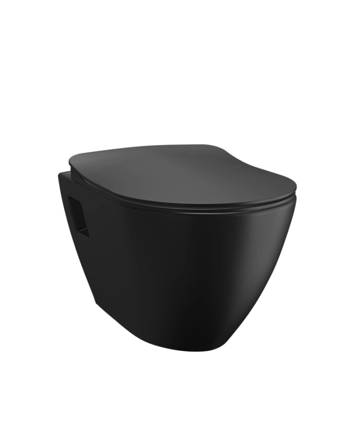 Λεκάνη Κρεμαστή Creavit Razor Black Matt  ( TP 325 NM ) & Κάλυμμα Duroplast Slim Soft Closing Αποσπώμενο