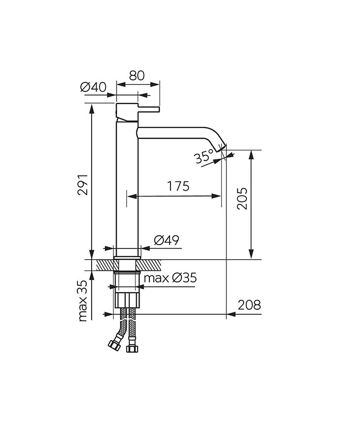 Μπαταρία Νιπτήρα Ψηλή Ferro Ciriculus Gun Metal PVD με Βαλβίδα Clic-Clac (BCK2LGM)