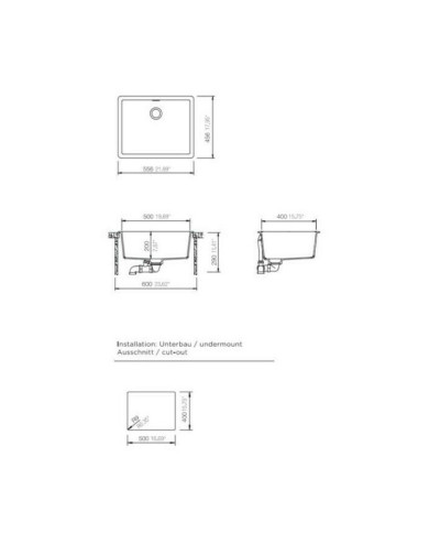 Νεροχύτης Υποκαθήμενος Schock Cristalite Manhattan Concrete Μία Γούρνα 55,6x45,6εκ.