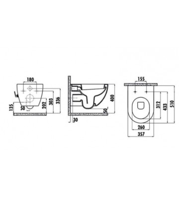 Creavit Free Hanging Basin with hot / cold water bidet battery White with cover (FE320-34CB00E-0002)