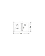 Schock Cristalite Manhattan SuperWhite Undermount Sink Two Bowls 75x45.6cm.