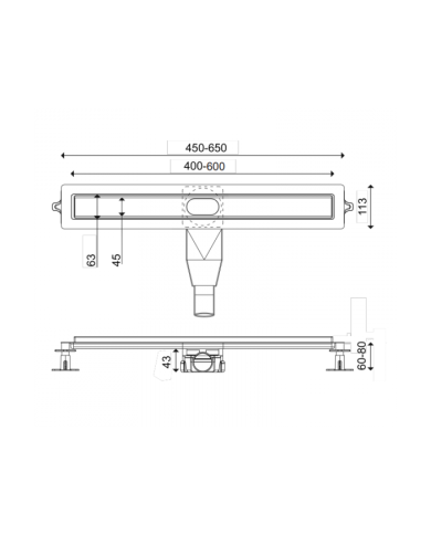 Floor Drain Shower Channel 60cm Cora Inox Rose GoldPVD Flat Linear (82060-811)