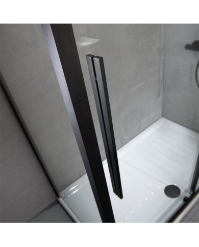 Sliding Corner Entry Shower Cabin Clear Glass Devon Flow Corner Entry Black Matt 100x80x195 Clean Glass