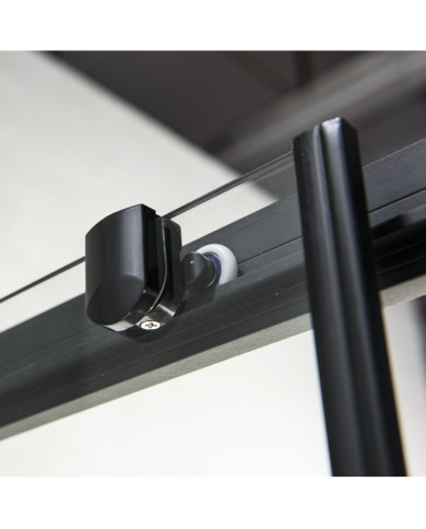 Sliding Corner Entry Shower Cabin Clear Crystal Devon Flow Corner Entry Black Matt 110x90x195 Clean Glass