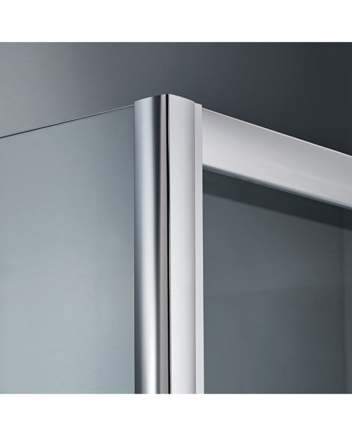 Square Sliding Shower Cabin with Corner Entry, Opaque Crystal, Starlet Corner Entry Fabric Chrome 90x90x180