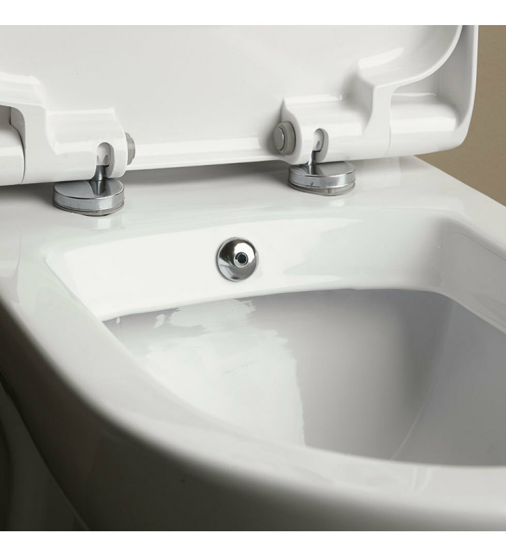 Serel Vela Rimless Toilet Set (60cm), White Backsplash, Bidet System, Super Slim Soft Close Cover, Cistern, Mechanism