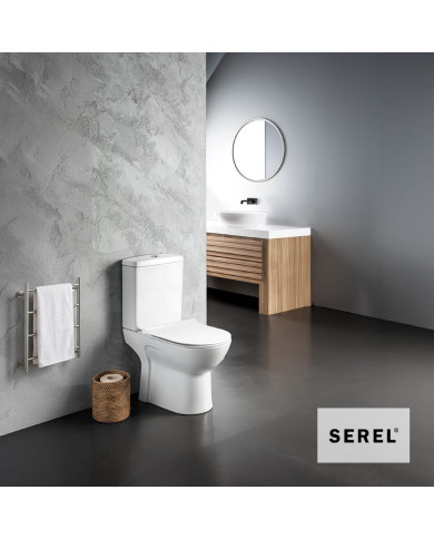 Serel Vela Rimless Toilet Set (60cm), White Backsplash, Bidet System, Super Slim Soft Close Cover, Cistern, Mechanism